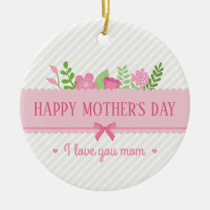 Elegant Floral Happy Mother's Day   Ornament