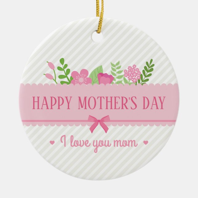 Elegant Floral Happy Mother's Day | Ornament (Front)