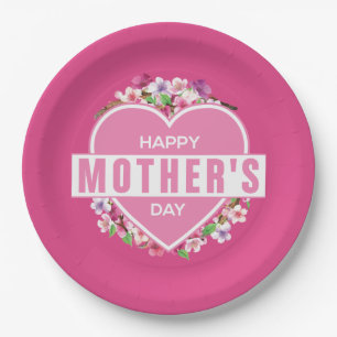 Elegant Floral Happy Mother's Day Paper Plate