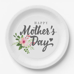 Elegant Floral Happy Mother's Day Paper Plate