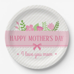 Elegant Floral Happy Mother's Day Paper Plate