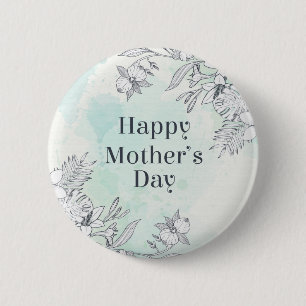 Elegant Floral Happy Mother's Day   Pin Button