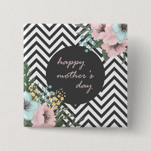 Elegant Floral Happy Mother's Day   Pin Button