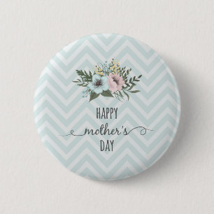 Elegant Floral Happy Mother's Day   Pin Button