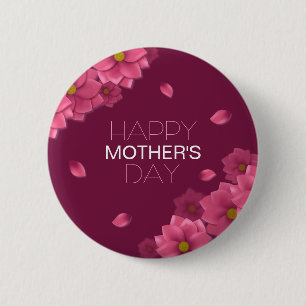 Elegant Floral Happy Mother's Day   Pin Button
