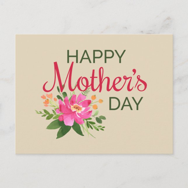 Elegant Floral Happy Mother's Day | Postcard (Front)