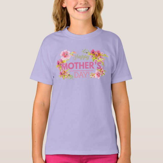 Elegant Floral Happy Mother's Day | Ringer Shirt (Front)