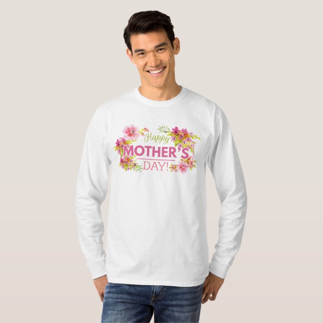 Elegant Floral Happy Mother's Day | Sleeve Shirt (Front Full)