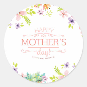 Elegant Floral Happy Mother's Day   Sticker