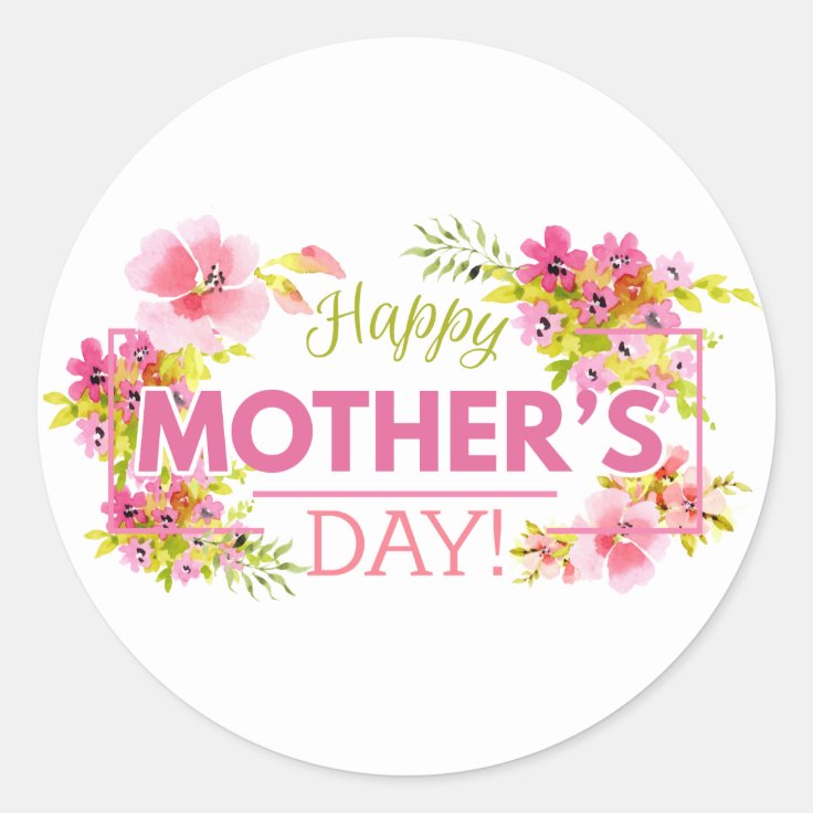 Elegant Floral Happy Mother S Day Sticker Zazzle