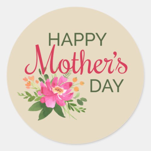 Elegant Floral Happy Mothers Day  Sticker Seal