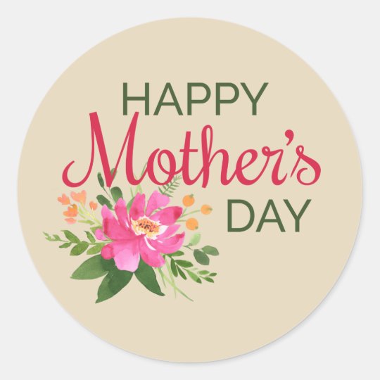 Elegant Floral Happy Mother S Day Sticker Seal