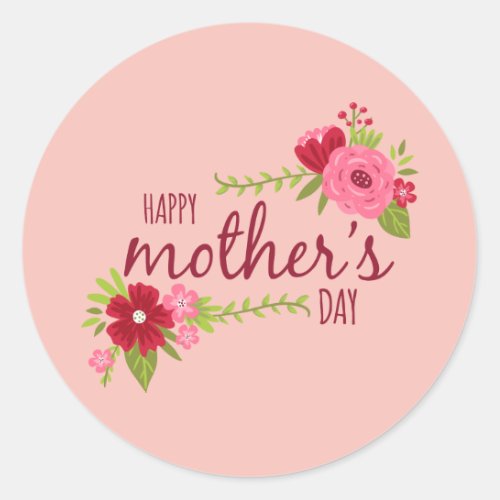 Elegant Floral Happy Mothers Day  Sticker Seal