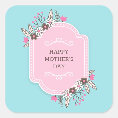 Elegant Floral Happy Mothers Day  Sticker Seal