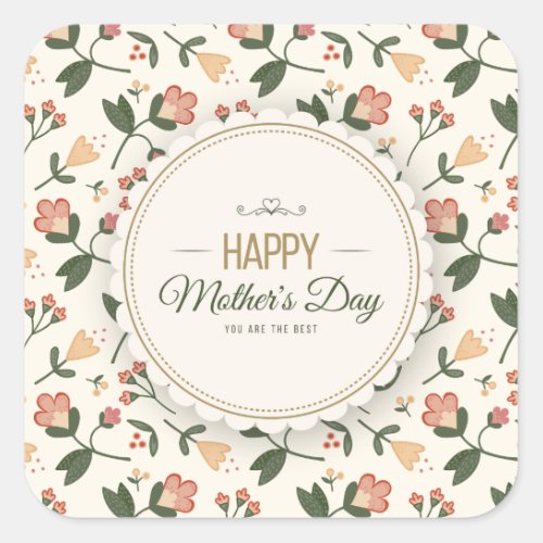 Elegant Floral Happy Mothers Day Sticker Seal