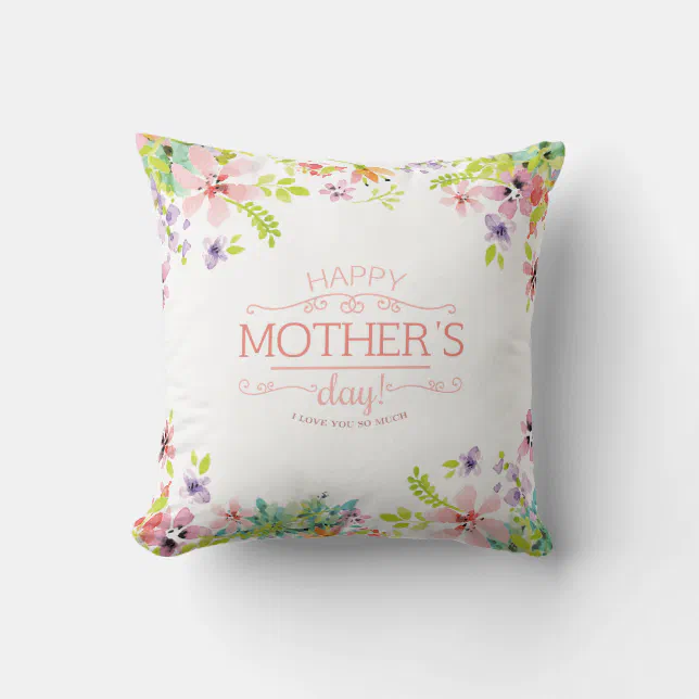 Elegant Floral Happy Mother's Day Throw Pillow Zazzle