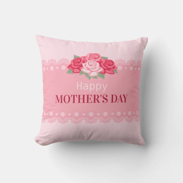 Elegant Floral Happy Mother's Day | Throw Pillow (Front)