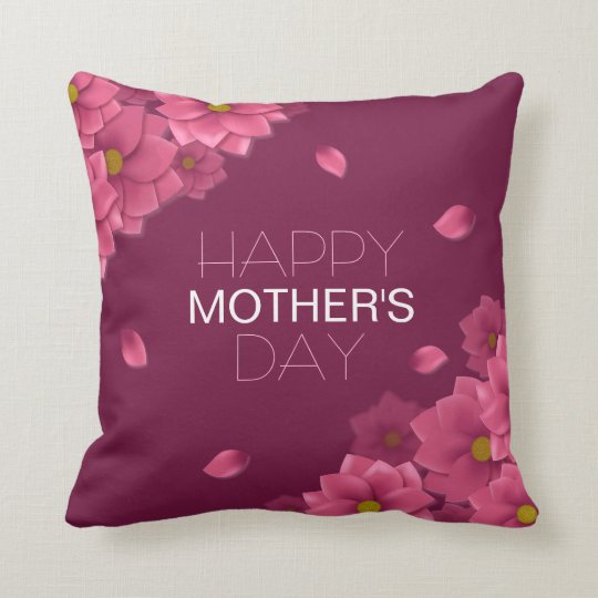 Elegant Floral Happy Mother's Day Throw Pillow