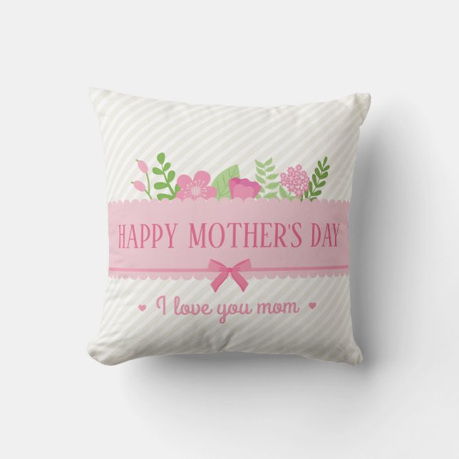 Elegant Floral Happy Mother's Day | Throw Pillow (Front)