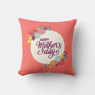 Elegant Floral Happy Mother's Day Throw Pillow