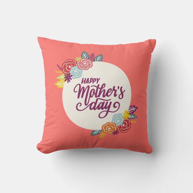 Elegant Floral Happy Mother's Day | Throw Pillow (Front)