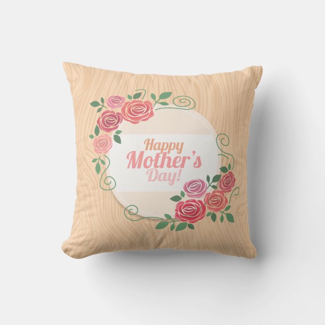 Elegant Floral Happy Mother's Day | Throw Pillow (Front)