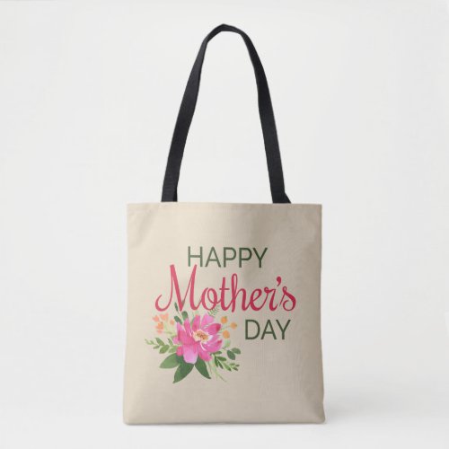 Elegant Floral Happy Mothers Day  Tote Bag