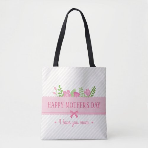 Elegant Floral Happy Mothers Day  Tote Bag