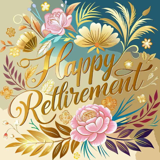 Elegant Floral Happy Retirement Card  ("Elegant floral retirement card")