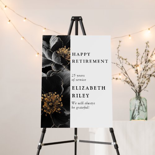 Elegant Floral Happy Retirement Welcome Sign