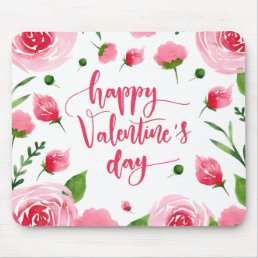 Elegant Floral Happy Valentine&#39;s Day | Mousepad
