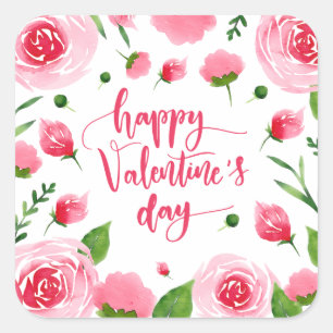 Elegant Floral Happy Valentine's Day Sticker Seal