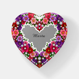 Elegant Floral Heart Design Paperweight