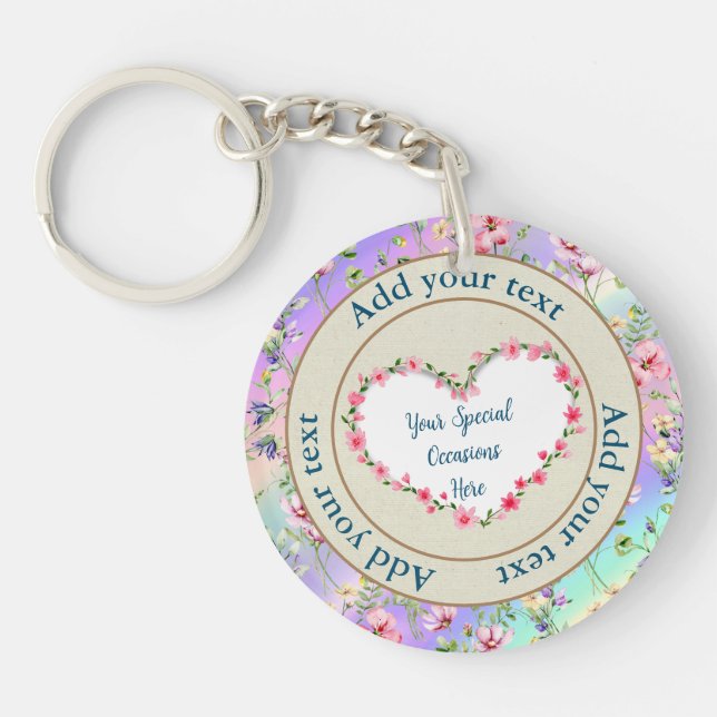 Elegant Floral Heart Frame: for Every Occasion Keychain (Front)
