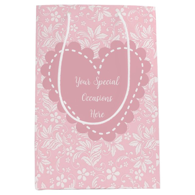 Elegant Floral Heart Frame: for Every Occasion Medium Gift Bag (Front)
