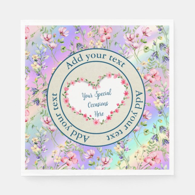 Elegant Floral Heart Frame: for Every Occasion Napkins (Front)