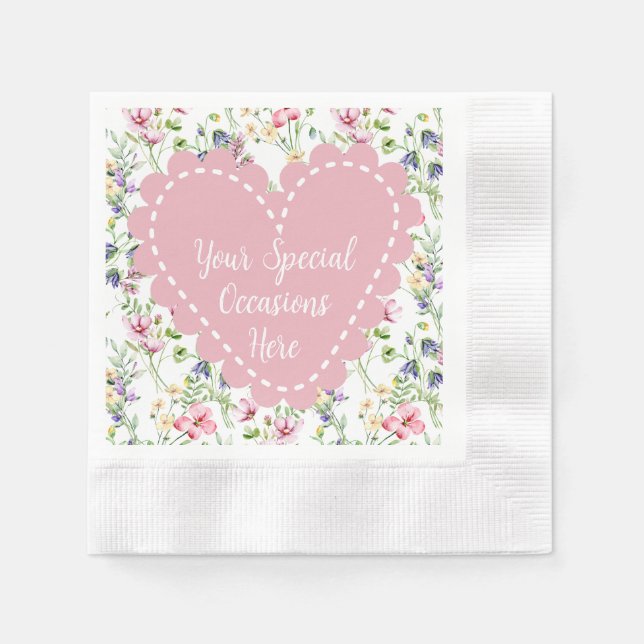 Elegant Floral Heart Frame: for Every Occasion Napkins (Front)