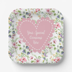 Elegant Floral Heart Frame: for Every Occasion Paper Plates