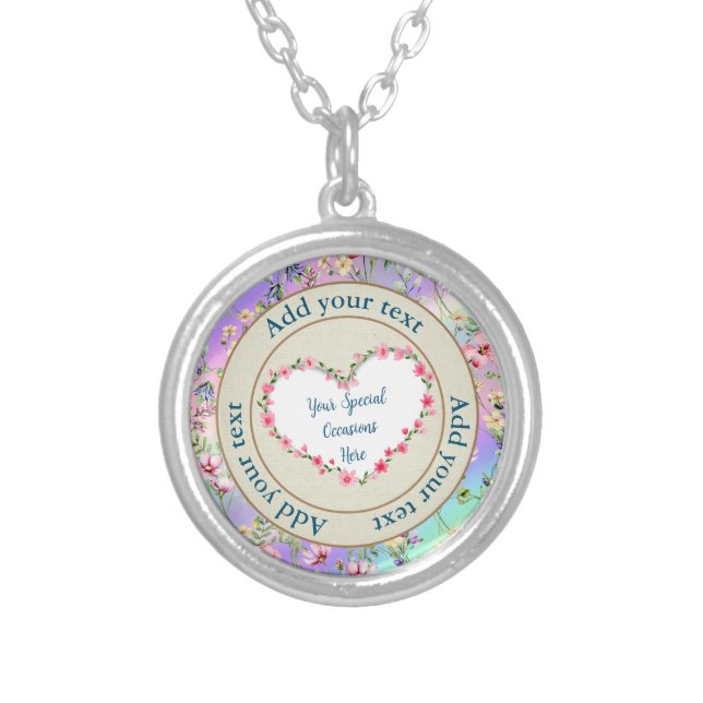 Elegant Floral Heart Frame: for Every Occasion Silver Plated Necklace (Front)