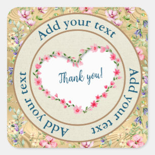Elegant Floral Heart Frame: for Every Occasion Square Sticker