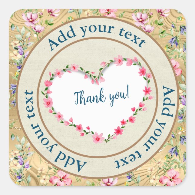 Elegant Floral Heart Frame: for Every Occasion Square Sticker (Front)