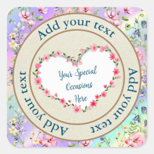Elegant Floral Heart Frame: for Every Occasion Square Sticker