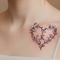 Elegant Floral Heart Monogram Custom Letter