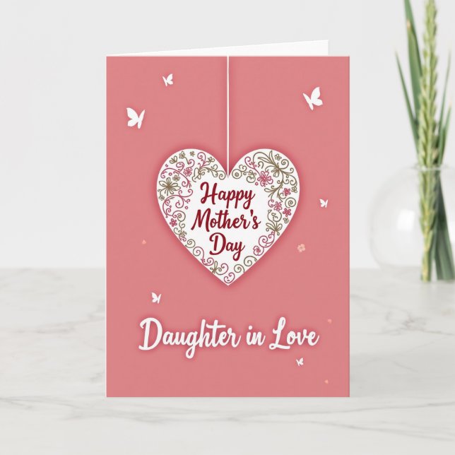Elegant Floral Heart Mothers Card (Front)