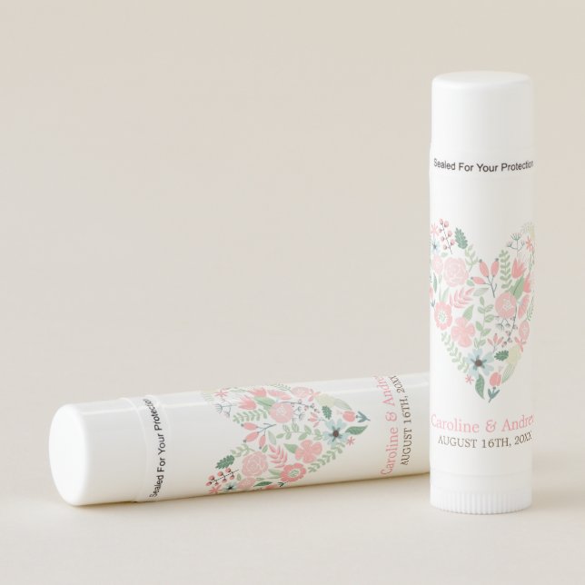Elegant Floral Heart Wedding Lip Balm (Front)