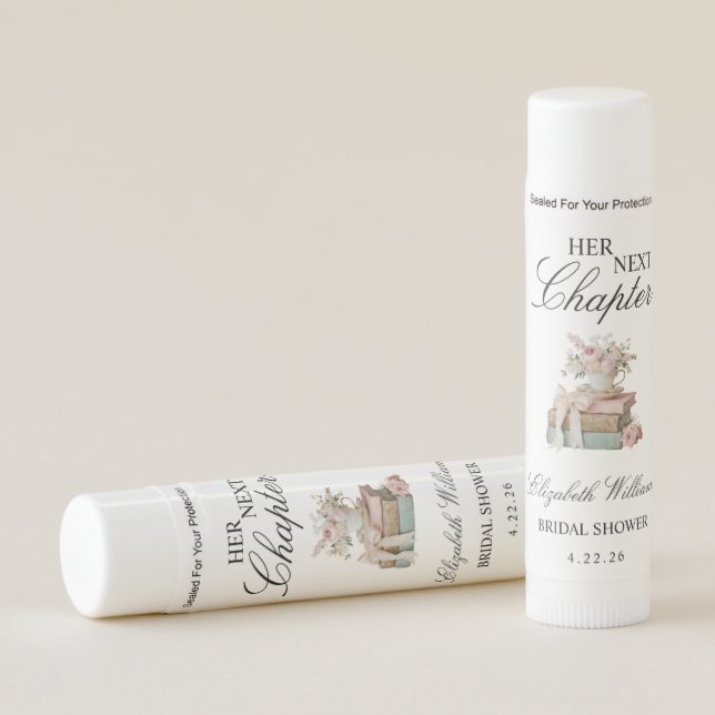 Elegant Floral Her Next Chapter Bridal Shower  Lip Balm (Front)