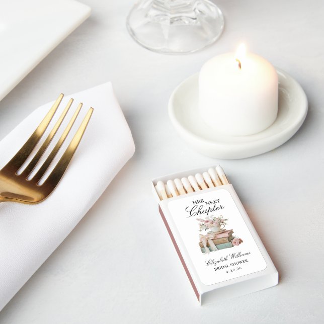 Elegant Floral Her Next Chapter Bridal Shower  Matchboxes (Insitu)