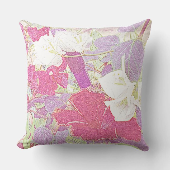 Elegant Floral Hibiscus Watercolor Artwork  Throw Pillow (Front)