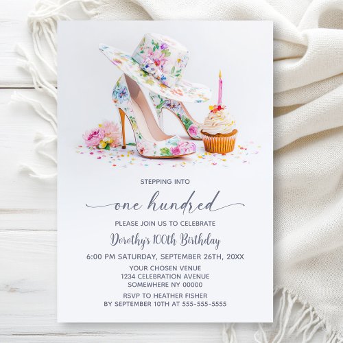 Elegant Floral High Heel Shoes 100th Birthday