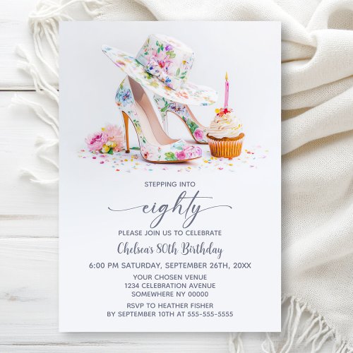 Elegant Floral High Heel Shoes 80th Birthday Party